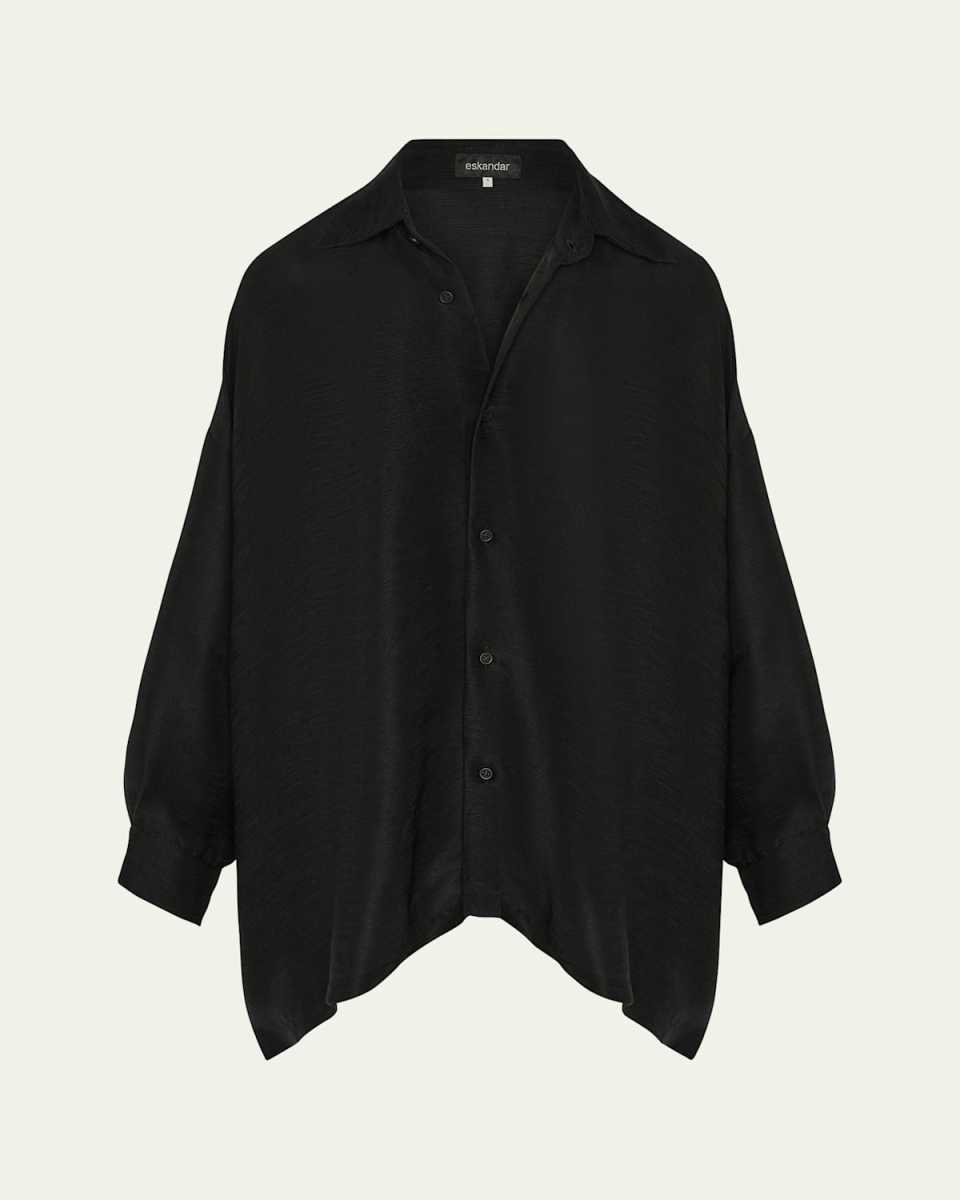 Wide A-Line Shirt With Collar (Mid Plus)